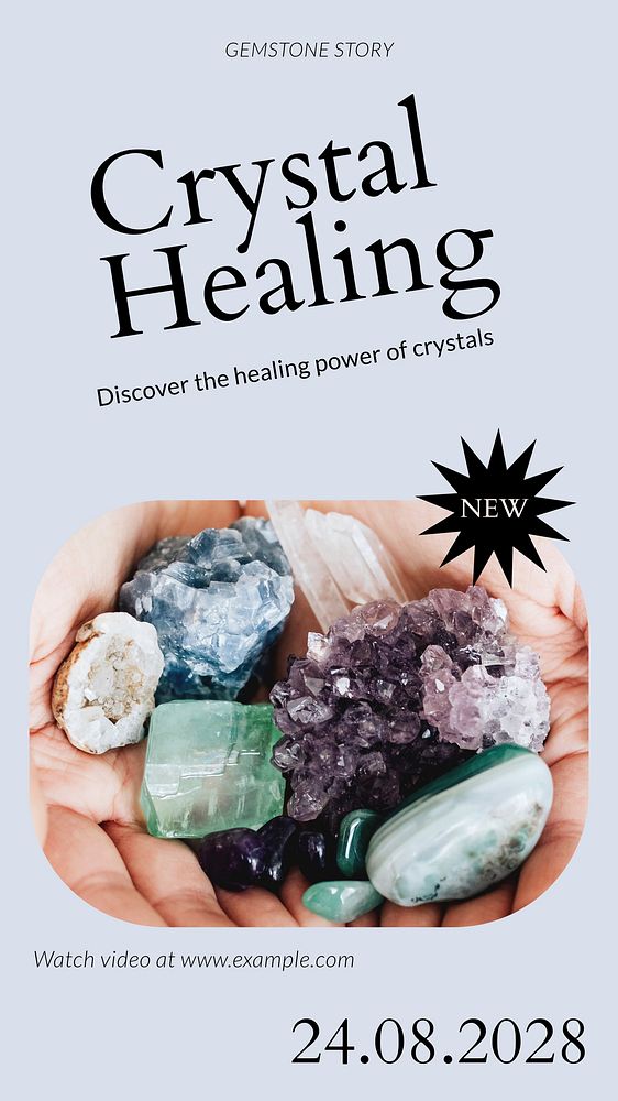 Crystal healing social story template Instagram design