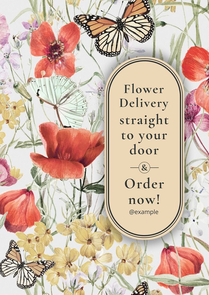 Flower delivery poster template & design