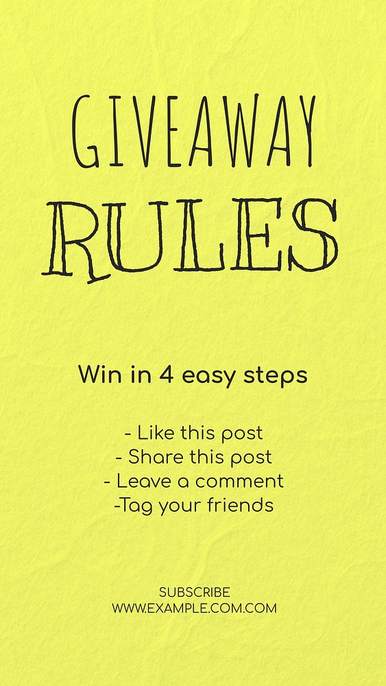 Giveaway rules Instagram story template