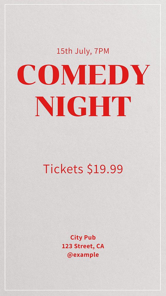 Comedy night Instagram story template