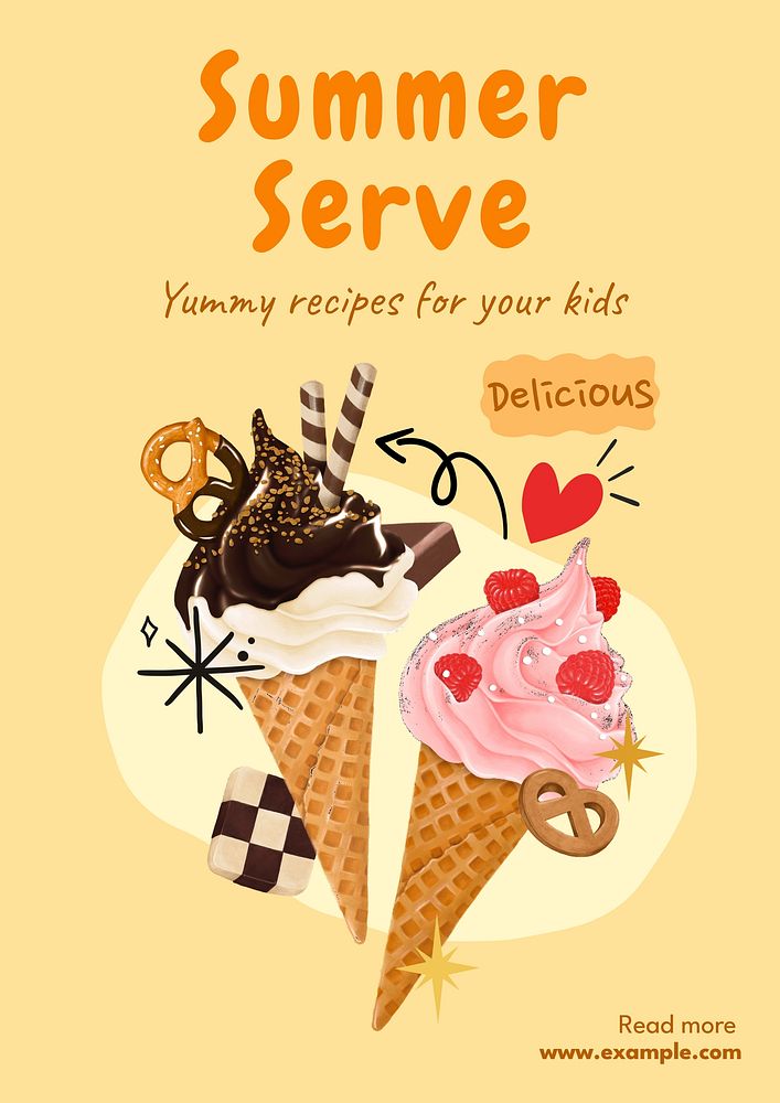 Summer recipe  poster template and design