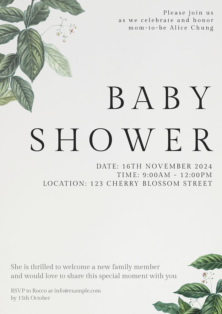 Baby Shower poster template
