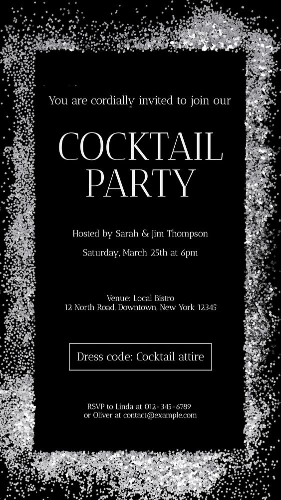 Cocktail party invitation Instagram story template