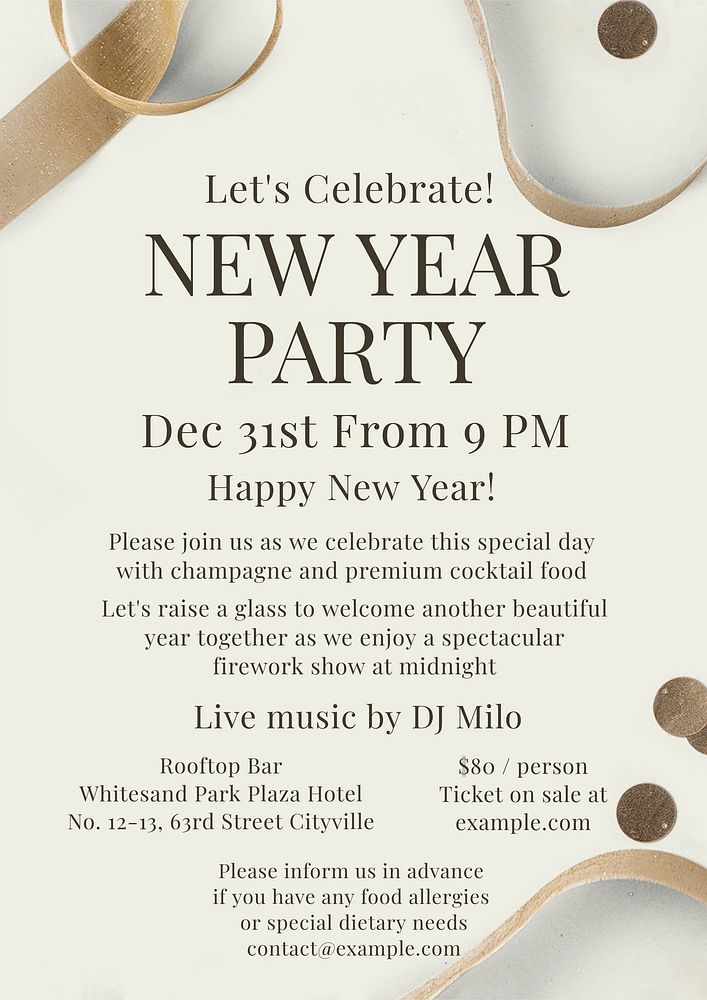 New year party poster template and design