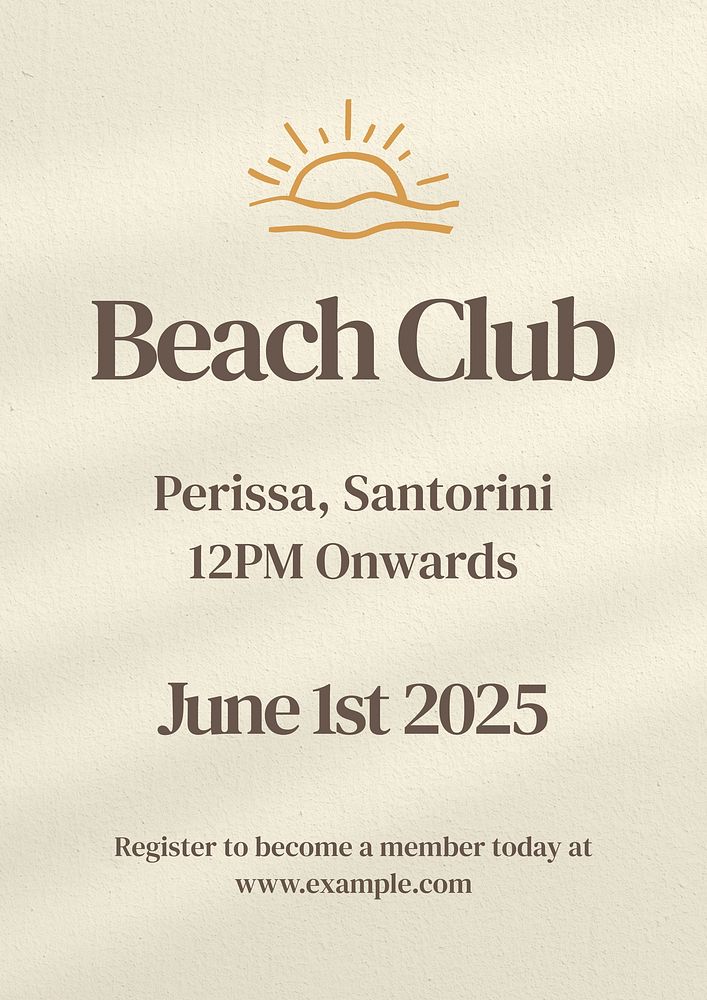Beach club poster template and design