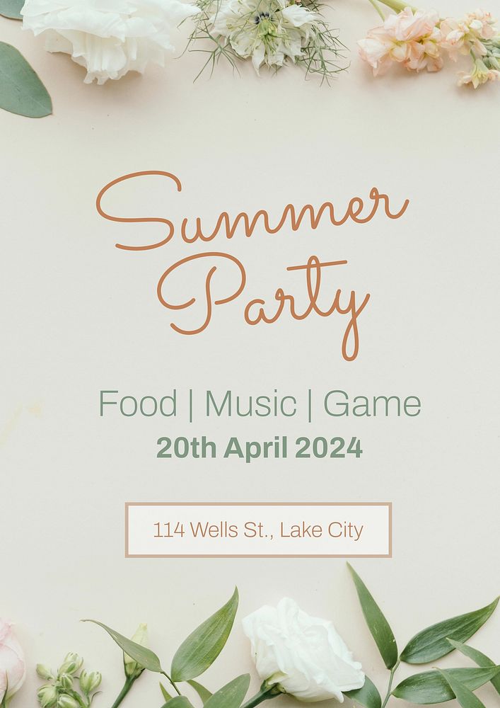 Summer party poster template and design