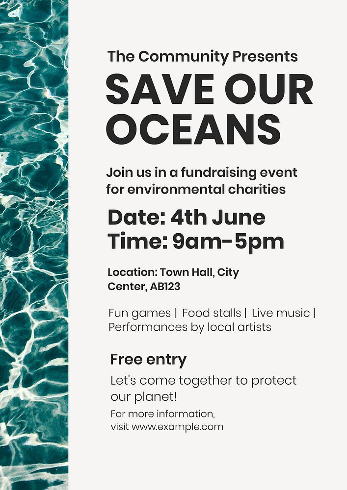 Save our oceans poster template