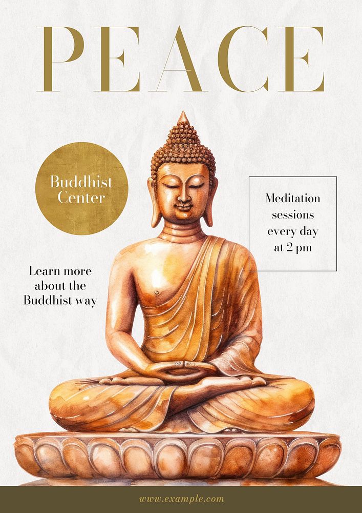 Buddhist center poster template and design