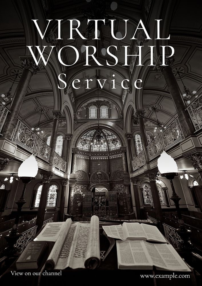 Virtual worship poster template and design