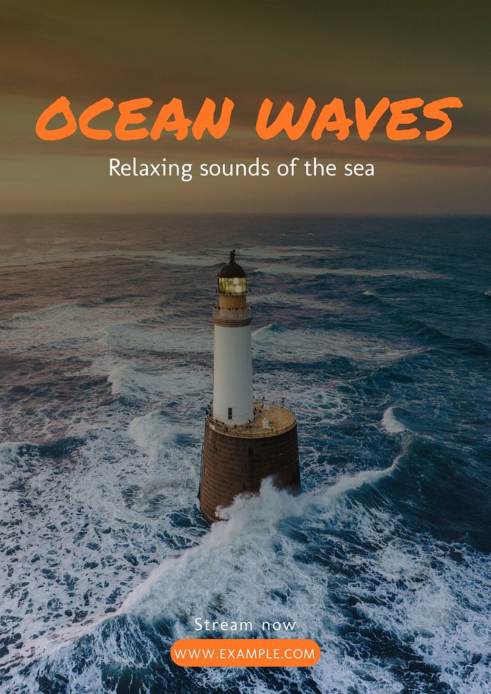 Ocean waves poster template