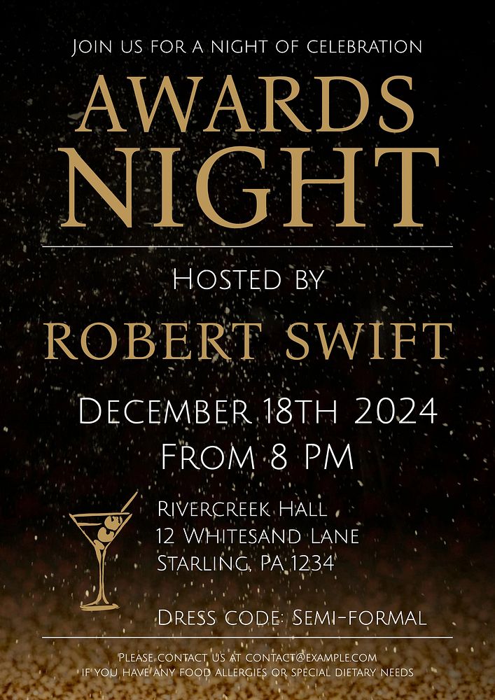 Awards night poster template and design