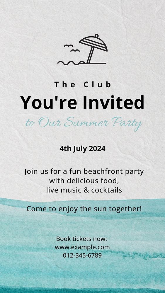 Summer party invitation social story template