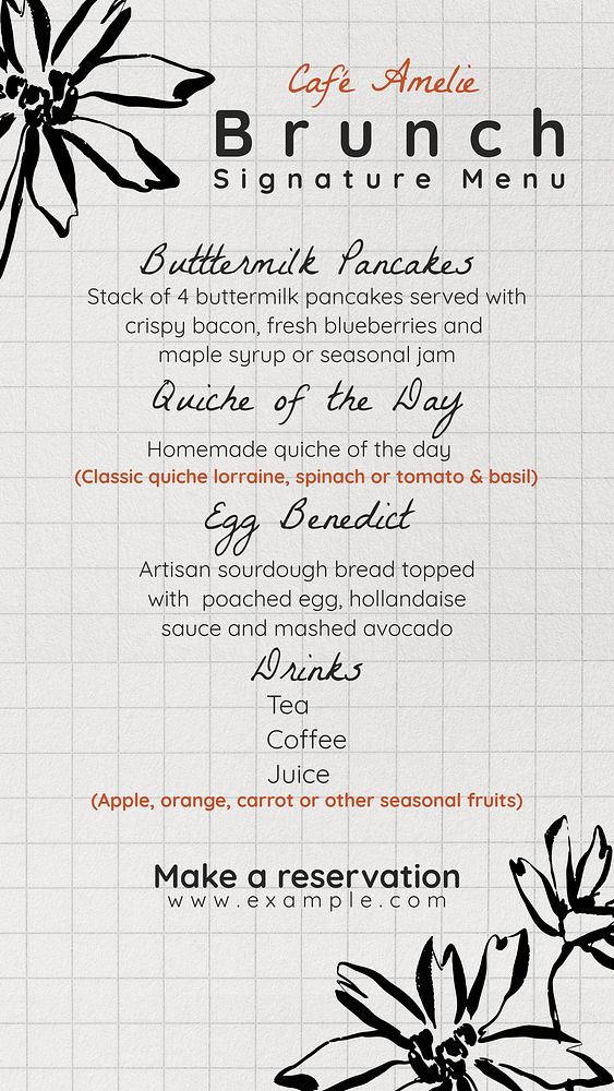 Brunch menu Instagram story template
