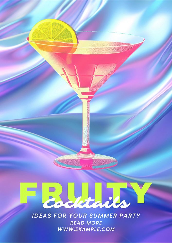 Fruity cocktails poster template