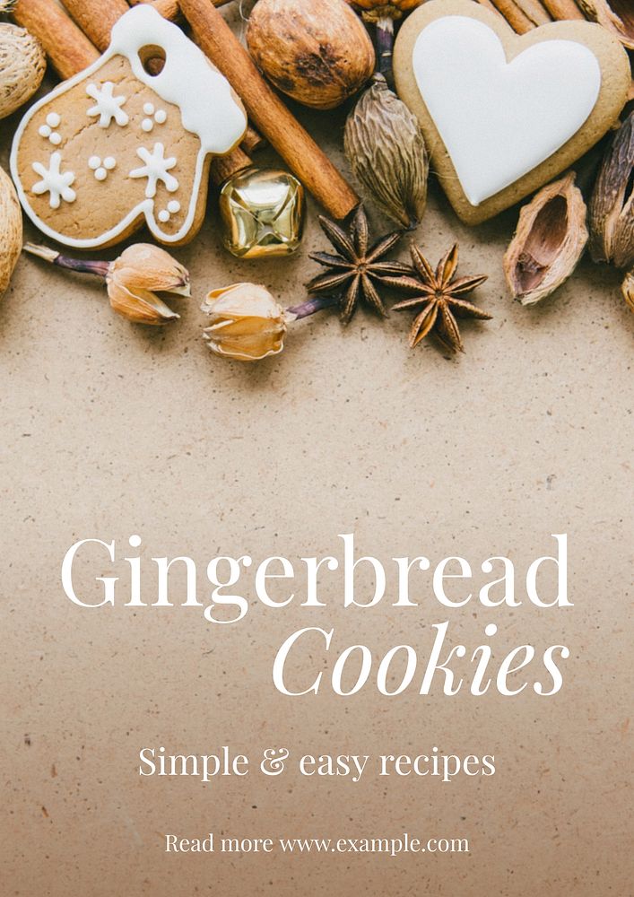 Gingerbread cookie recipe poster template
