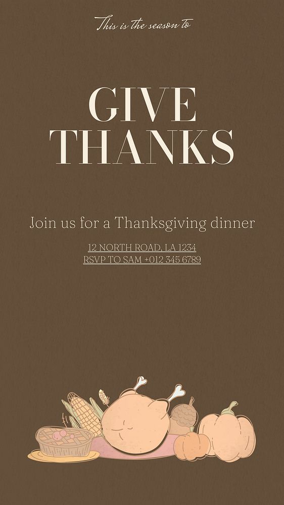 Thanksgiving dinner Instagram story template