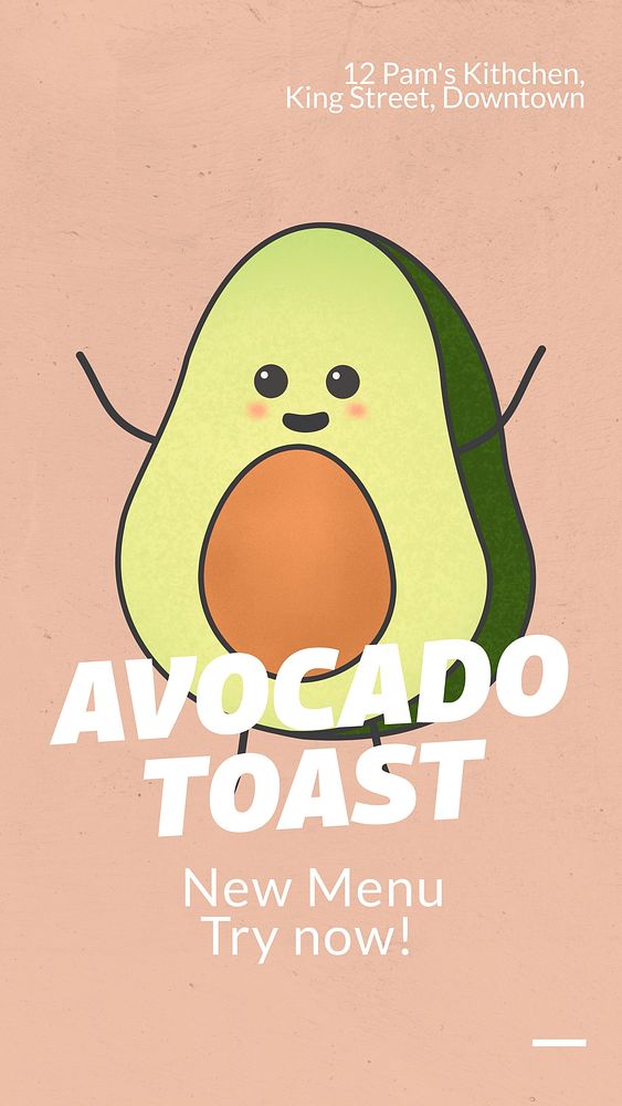 Avocado toast  Instagram story template