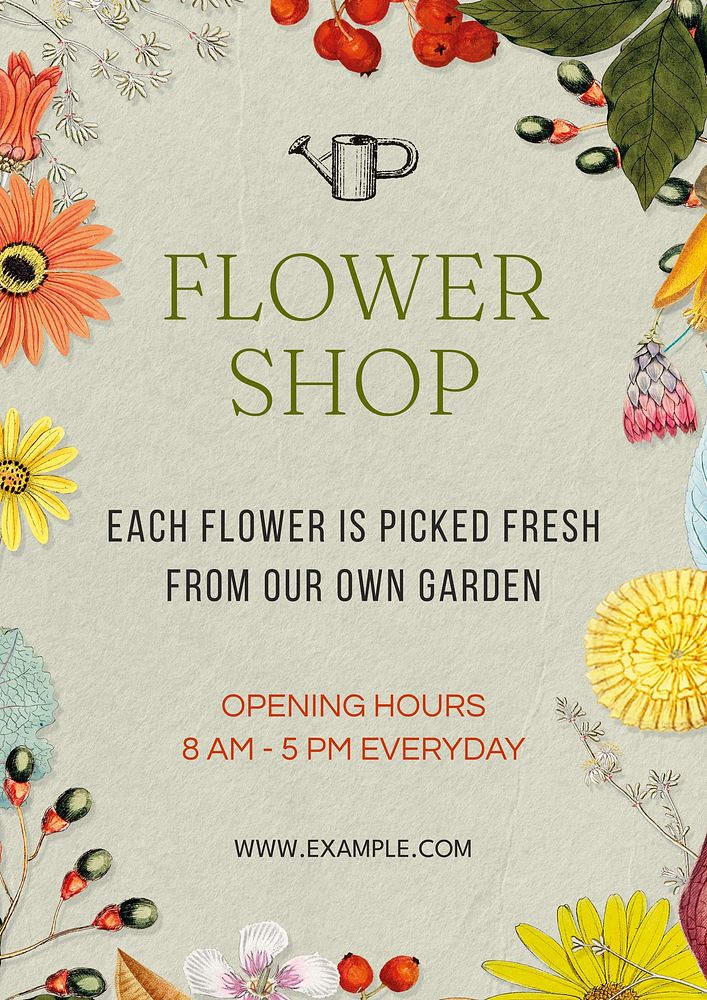 Flower shop poster template