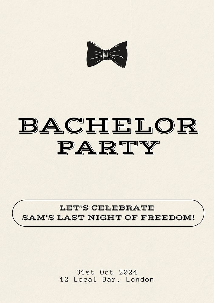 Bachelor party poster template