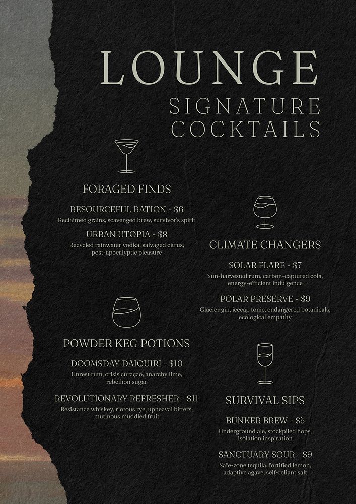 Cocktail menu template