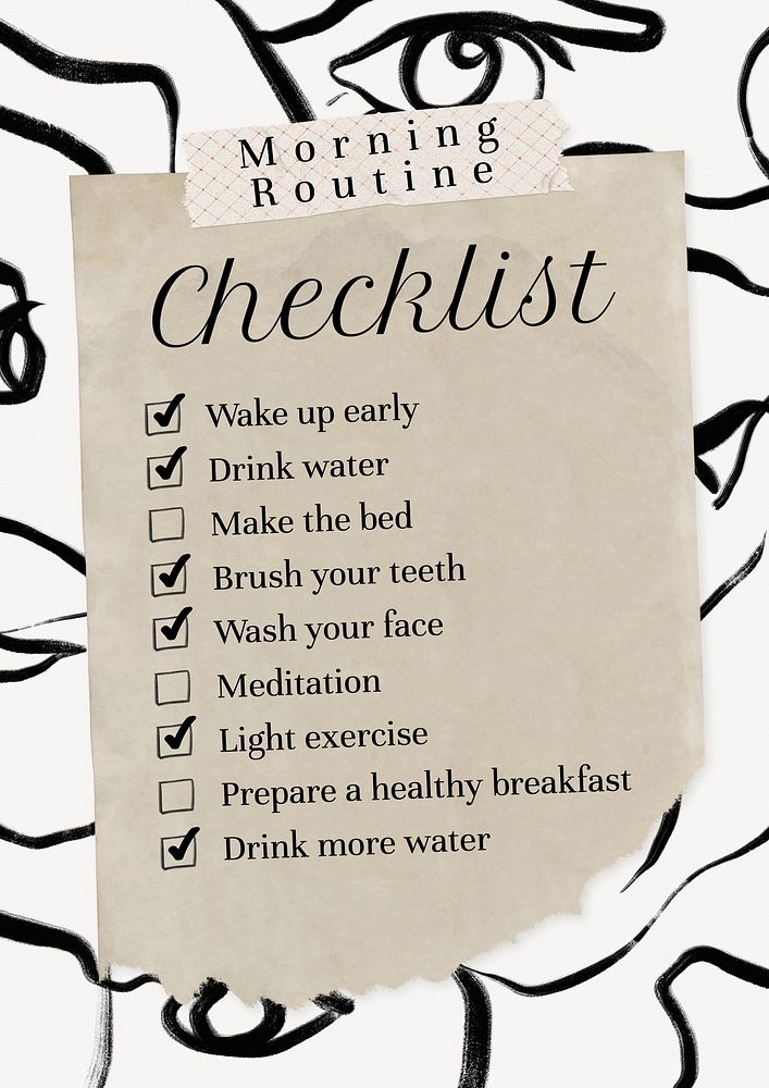 Morning routine checklist template