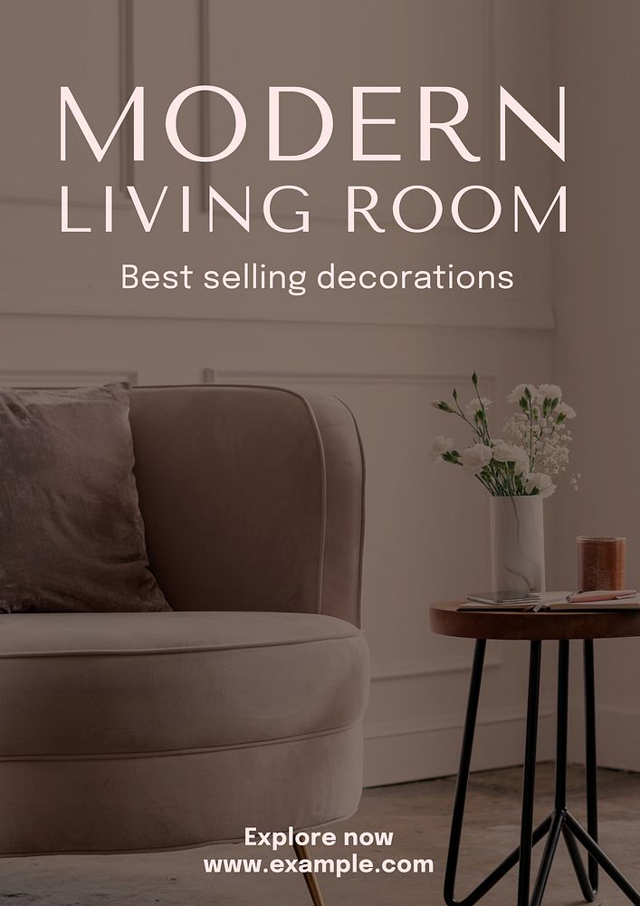Modern living room poster template and design
