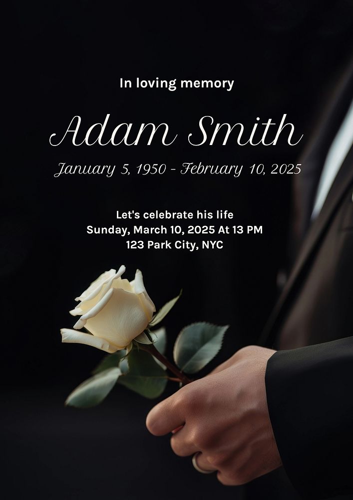 Funeral card poster template and design