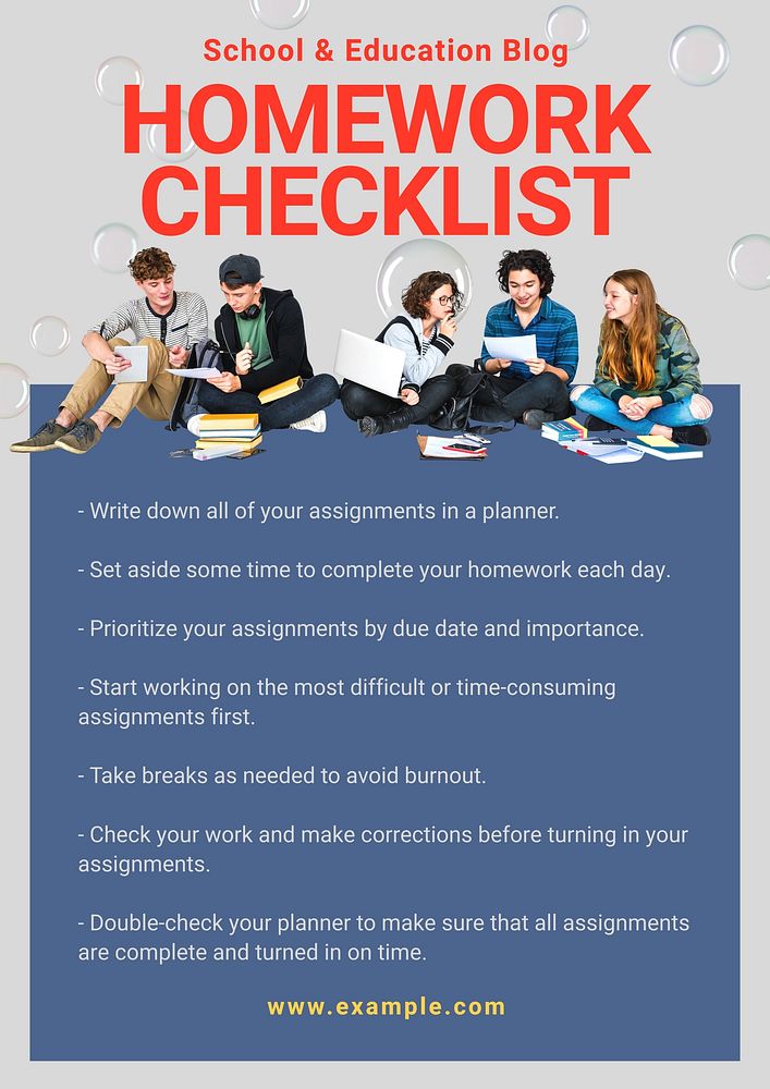 Homework checklist poster template