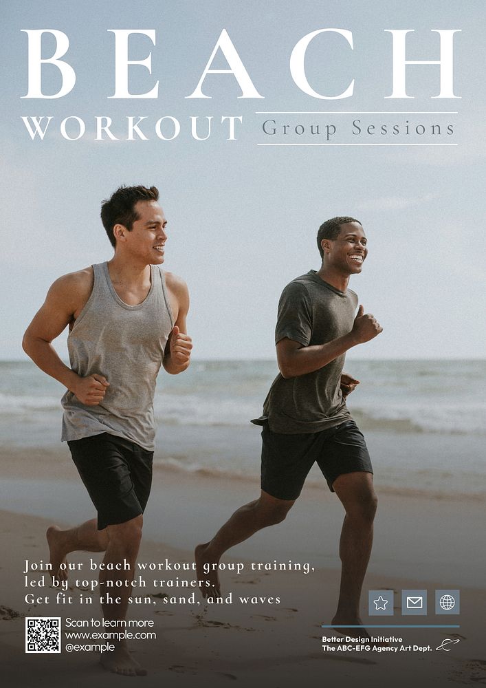 Beach workout poster template