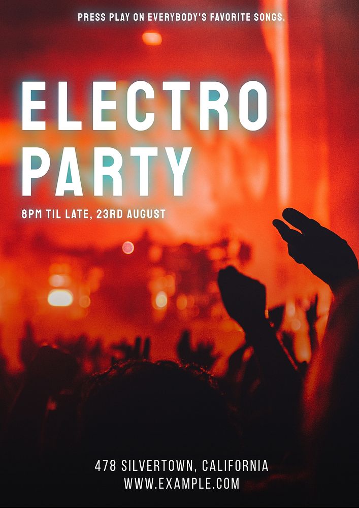 Electro party poster template