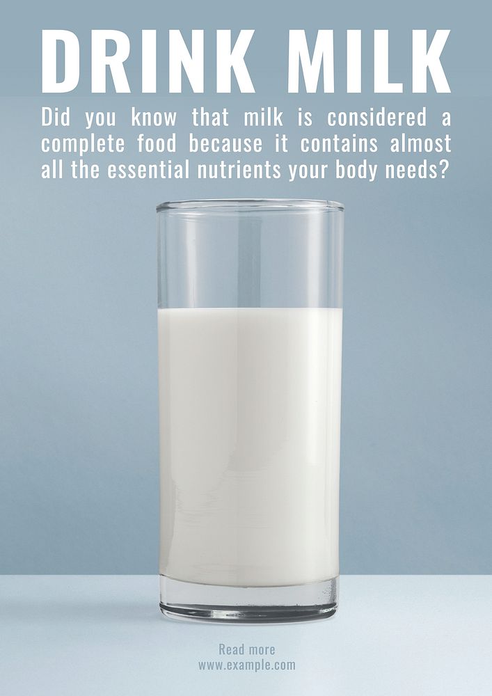 Drink milk poster template and design