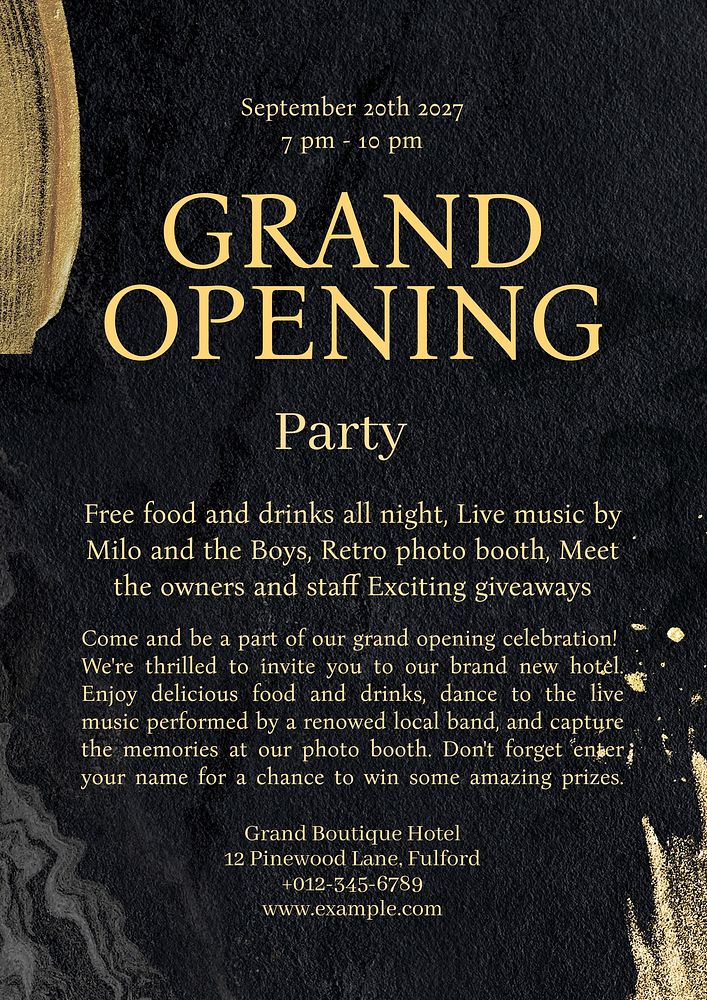 Grand opening party poster template