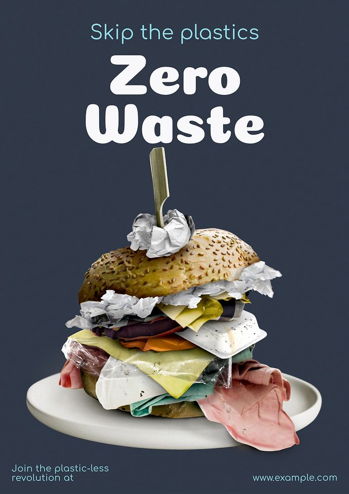 Zero waste living poster template and design