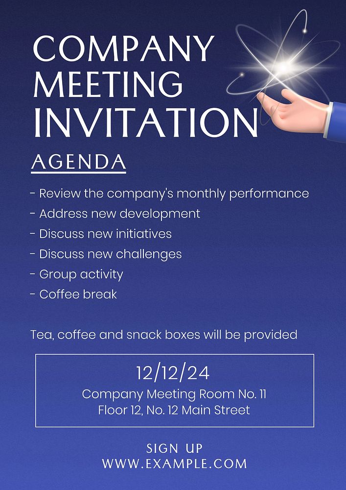 Company meeting invitation poster template and design