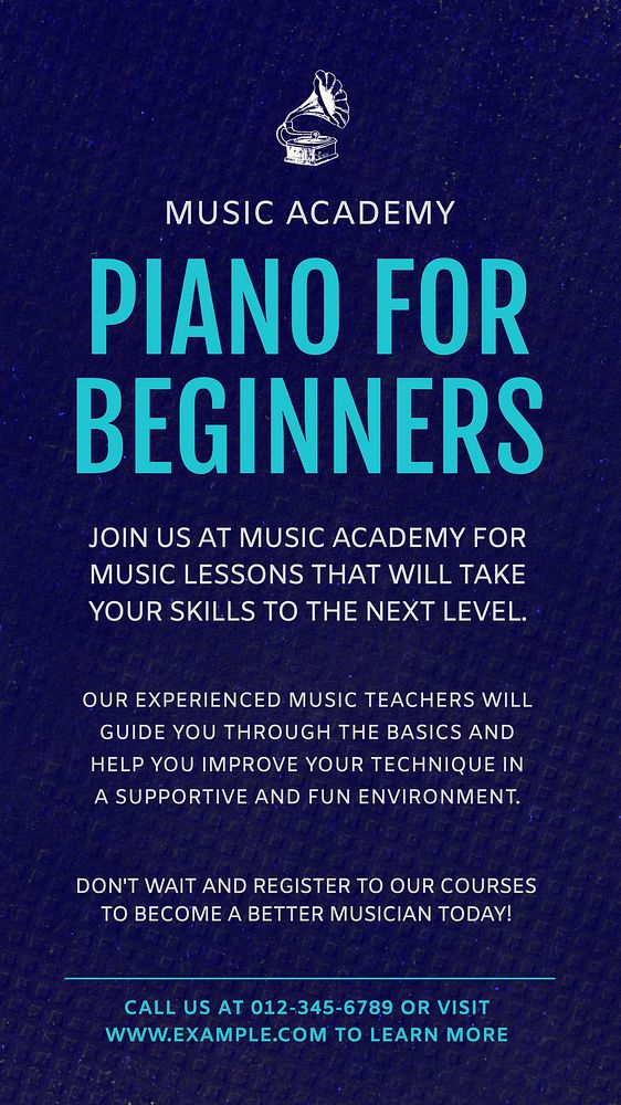 Piano class Instagram story template