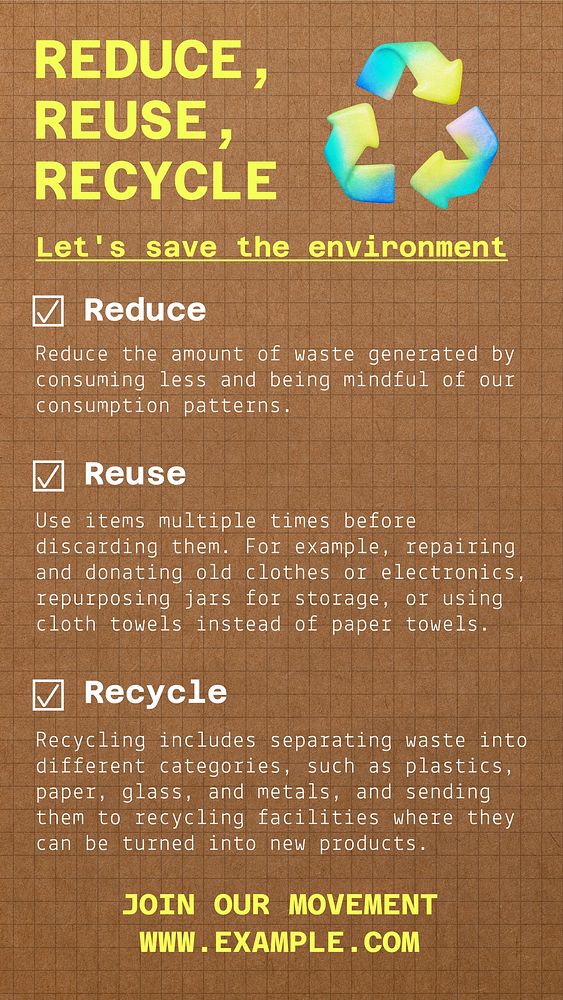 Reduce, reuse, recycle Instagram story template