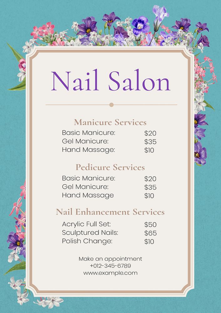 Nail salon poster template and design