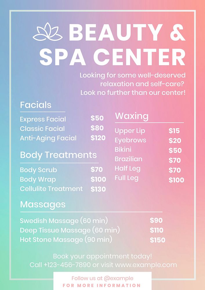 Beauty & spa poster template and design