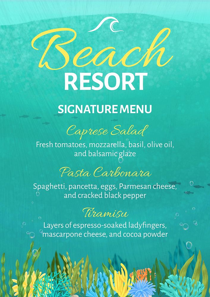 Signature menu poster template and design