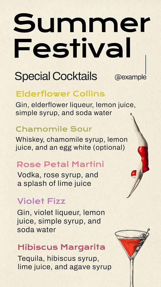 Special cocktails Instagram story template