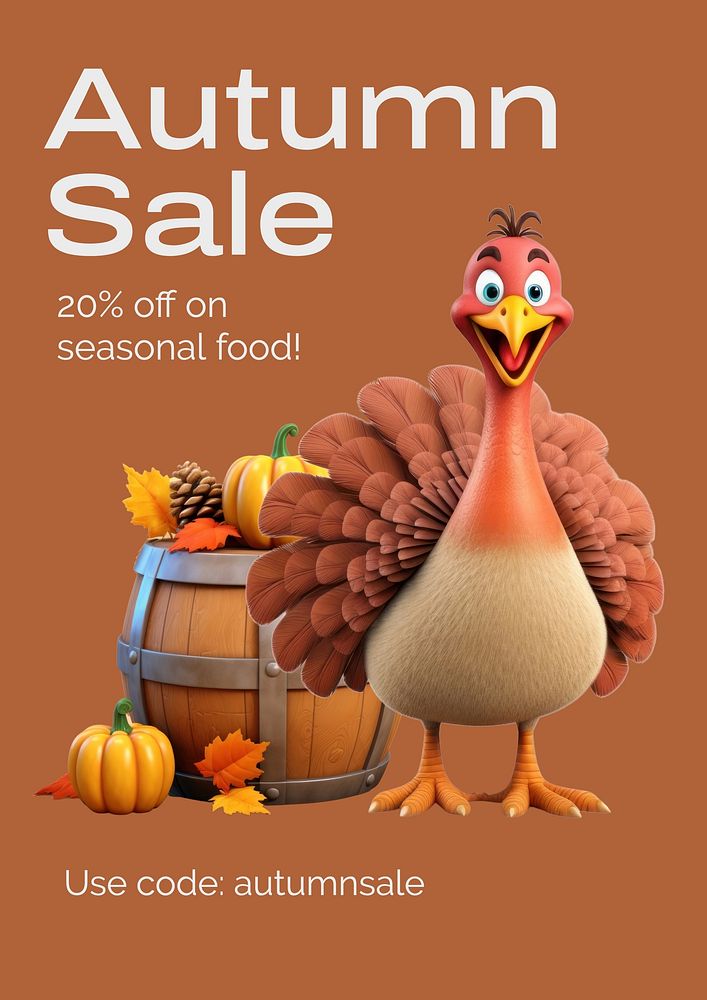 Autumn sale poster template and design
