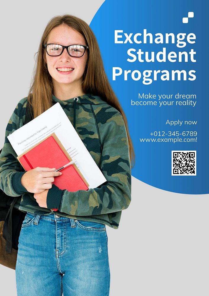 Exchange student programs poster template and design