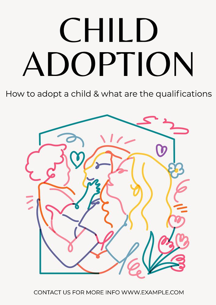Child adoption poster template and design