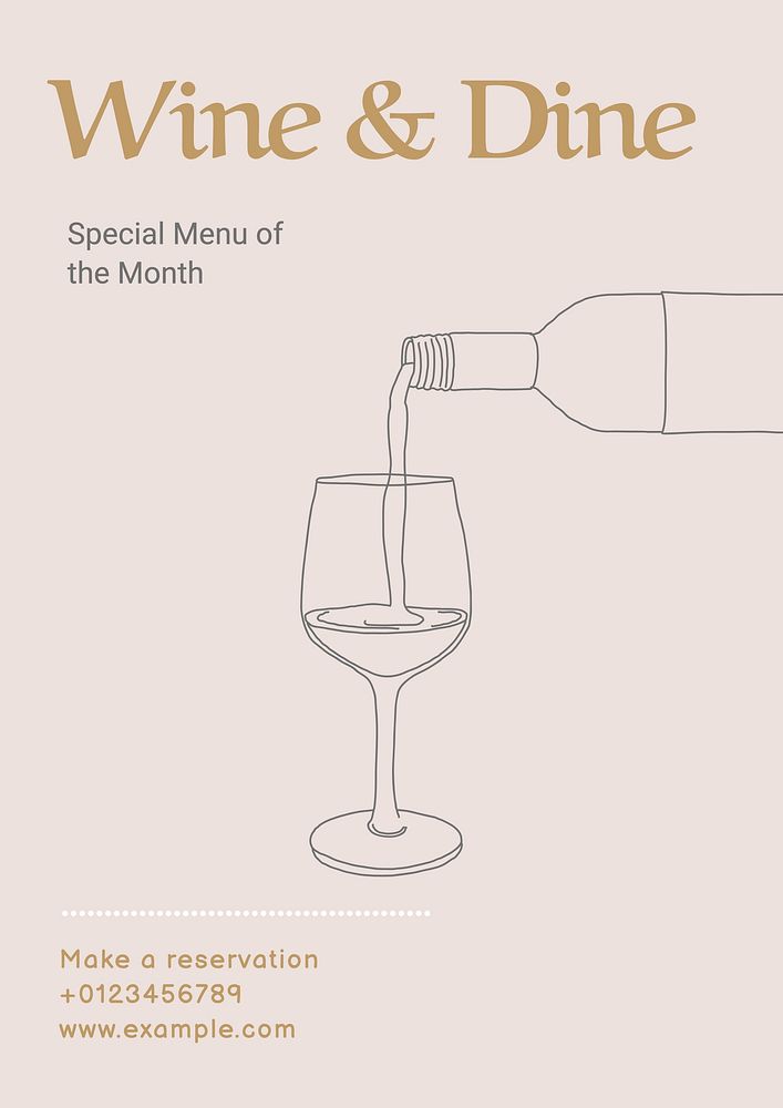 Wine & dine poster template