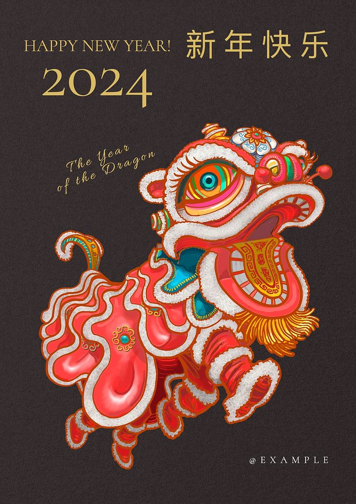 Chinese New Year editable poster template