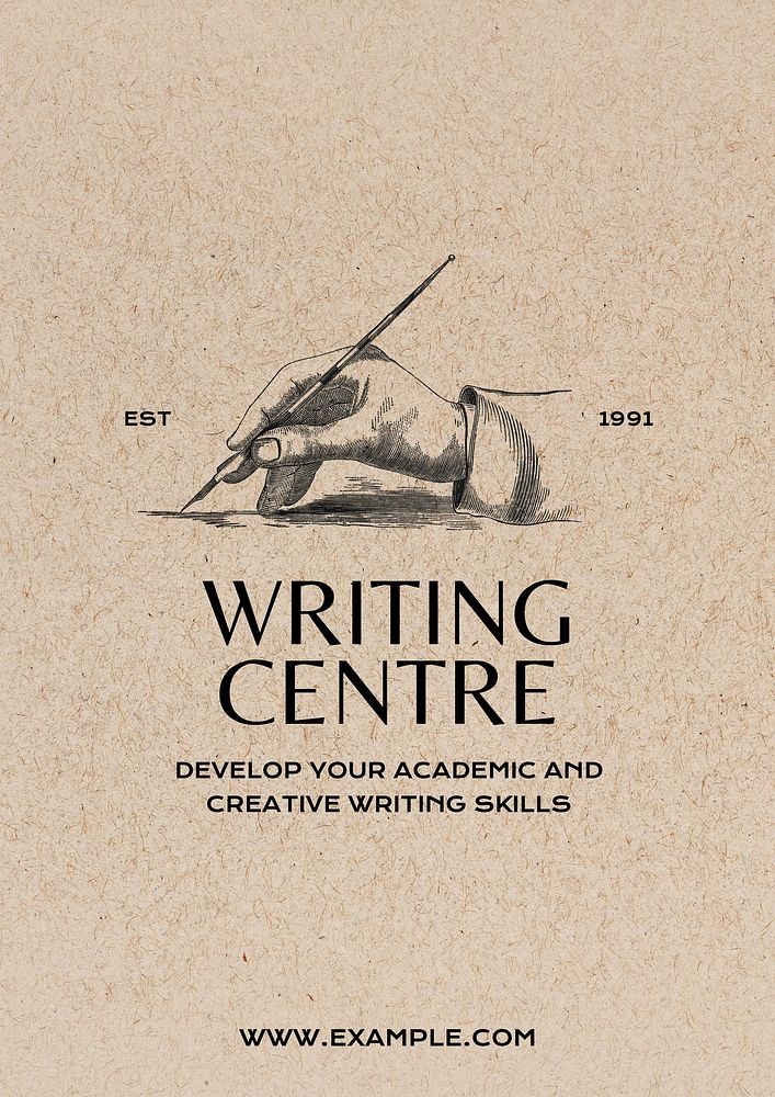 Writing centre poster template and design