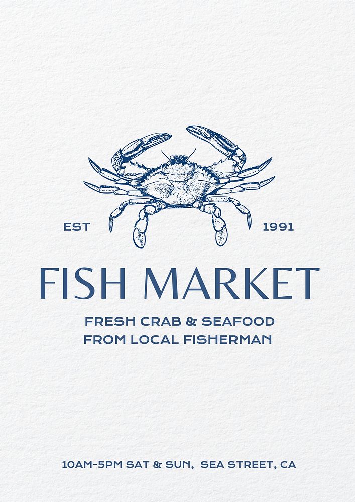 Fish market poster template and design