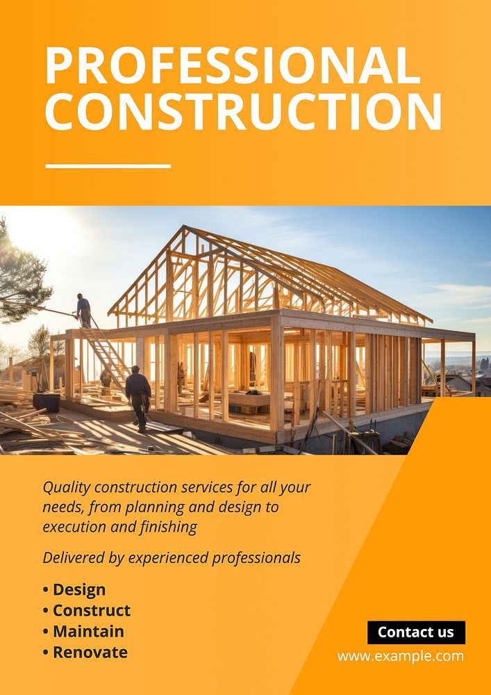 Construction services poster template and design