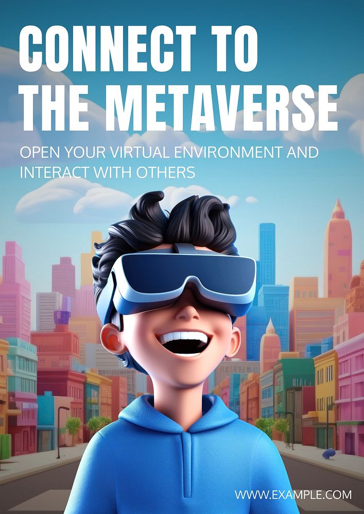 Connect to metaverse poster template