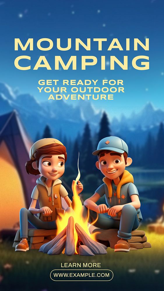 Mountain camping Instagram story template social media design